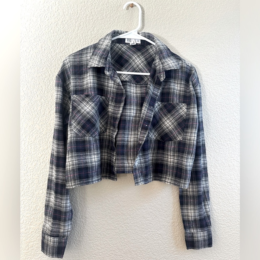 Juniors RSQ cropped flannel top XS